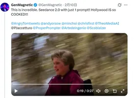 美国导演要用中国Seedance 2.0拍好莱坞大片